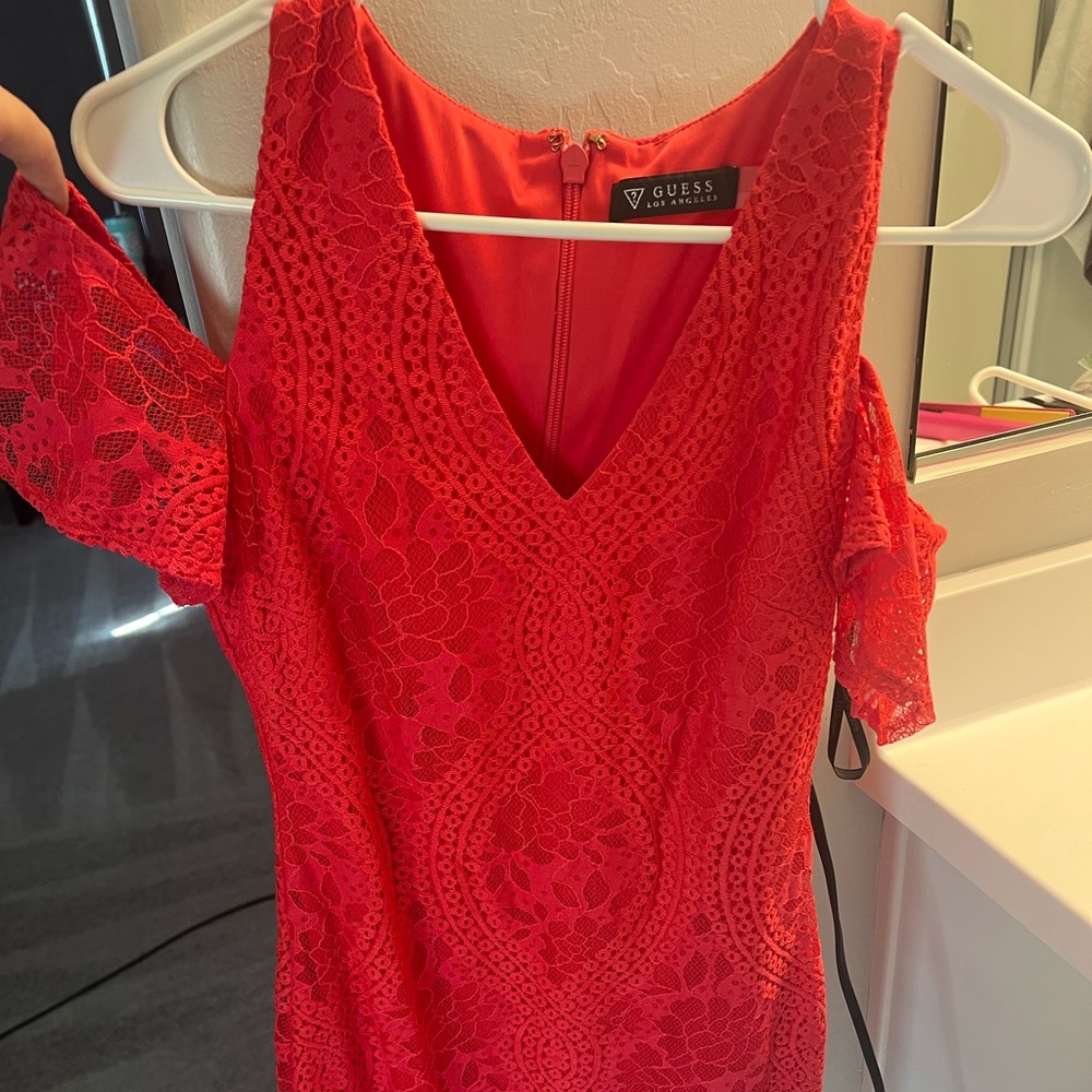 Guess Vibrant Red Lace Dress